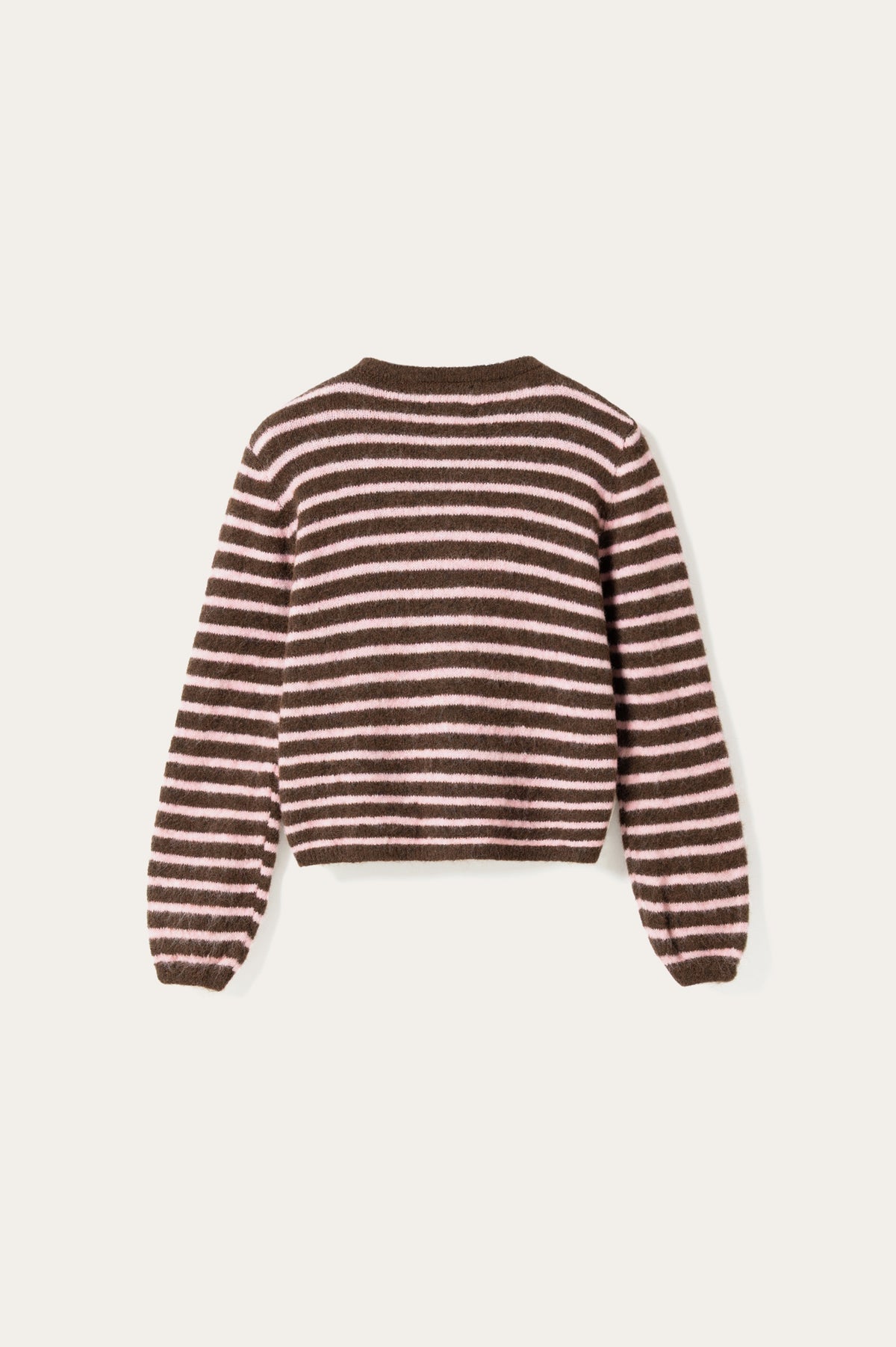 N-Mertice Knit Cardigan Brown Rose Stripe