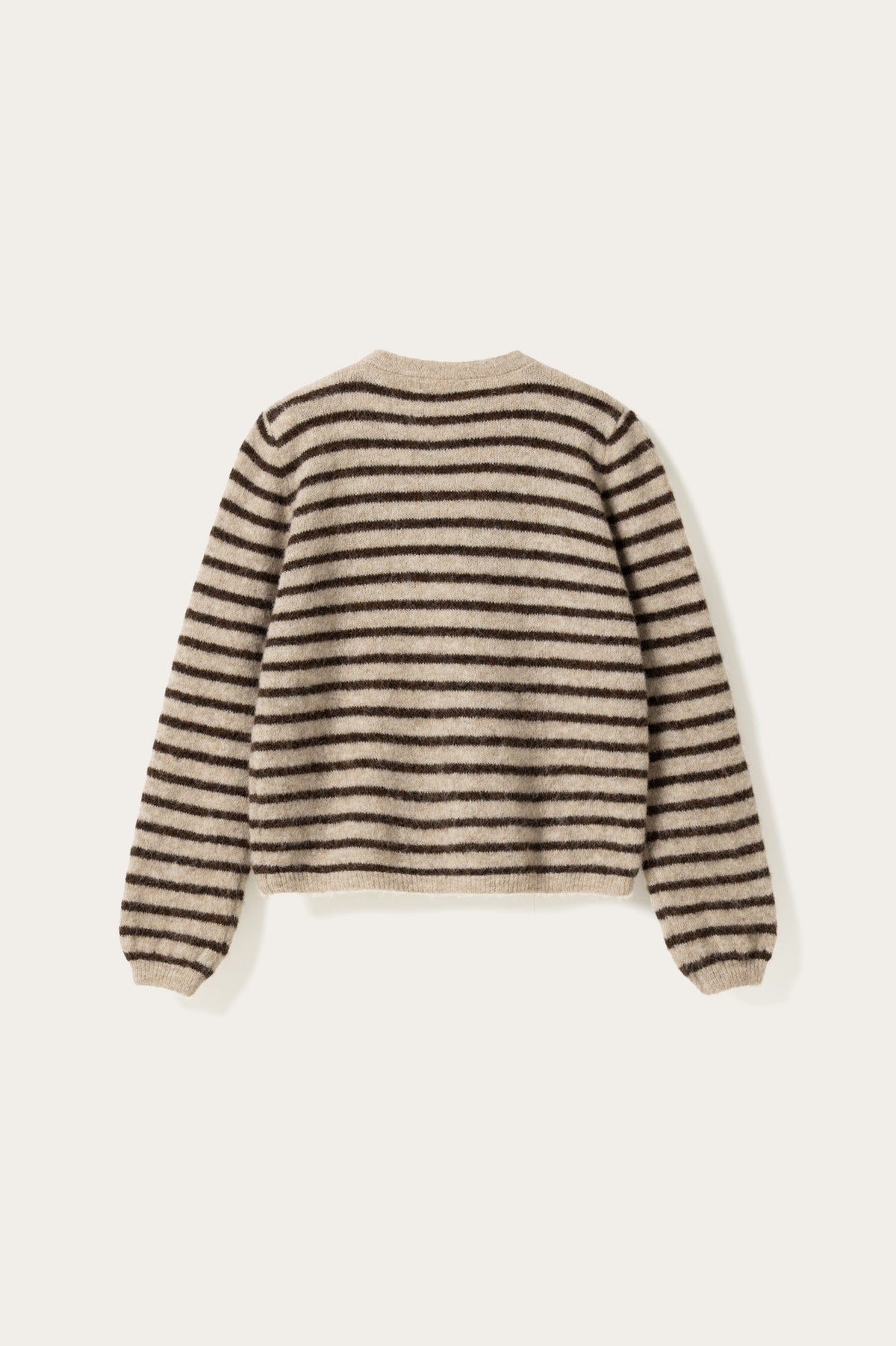 N-Mertice Knit Cardigan Brown Sand Stripe