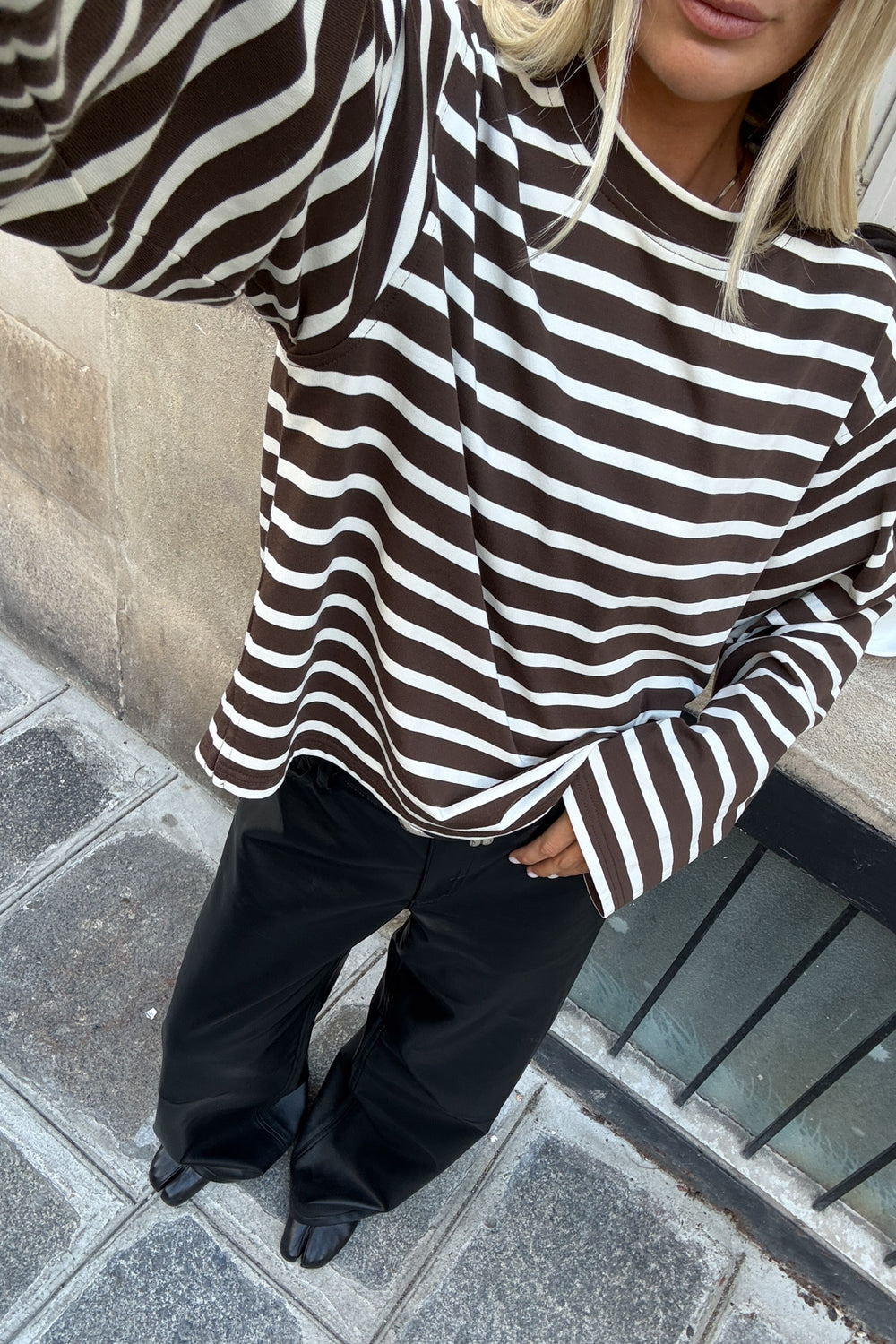 N-Maple LS T-Shirt Eton Brown Ivory Stripe