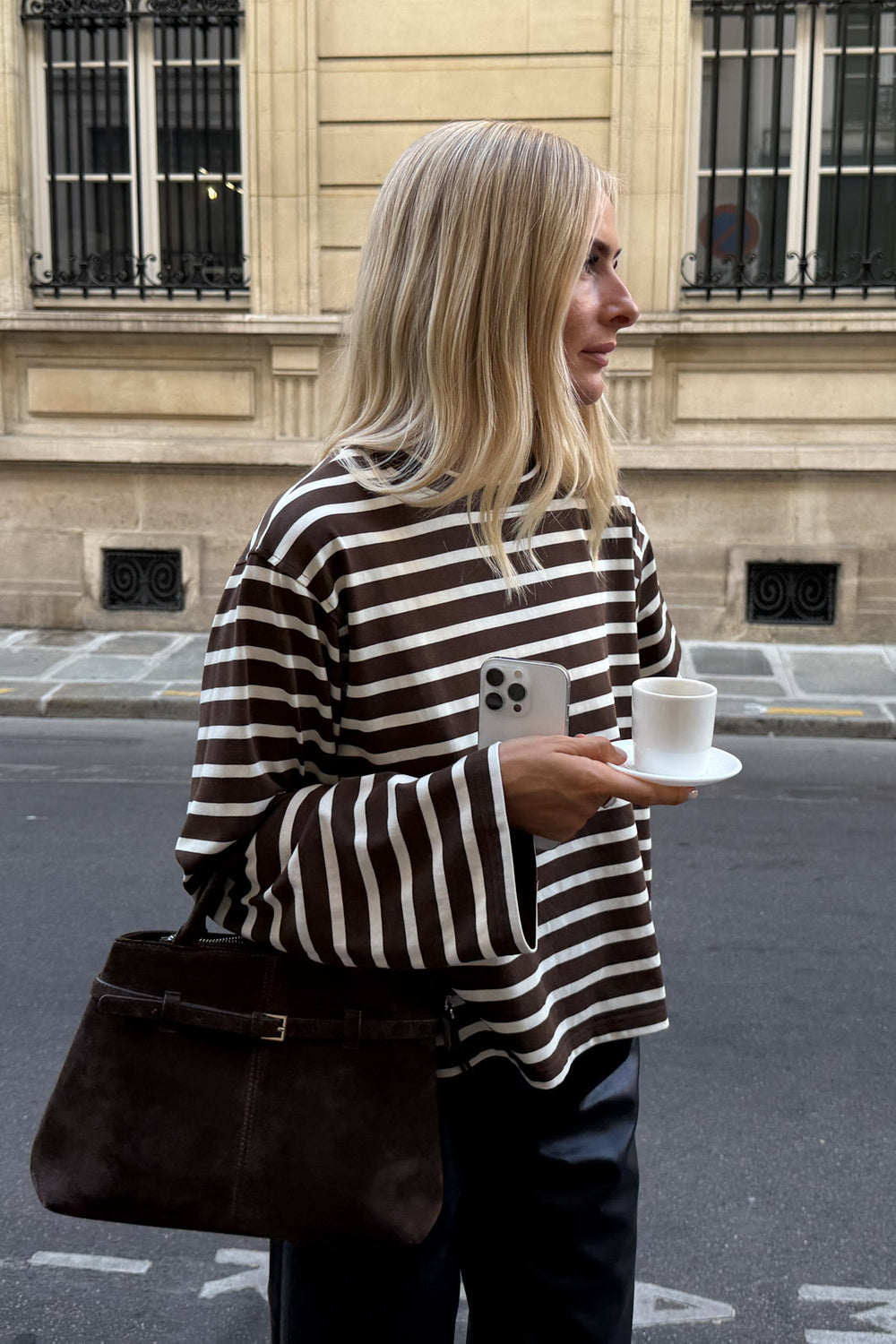 N-Maple LS T-Shirt Eton Brown Ivory Stripe