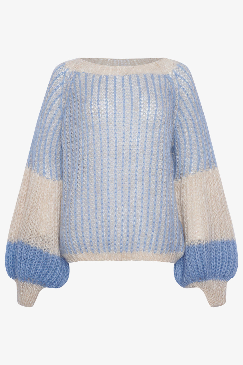 Liana Knit Sweater Dusty Blue Cream