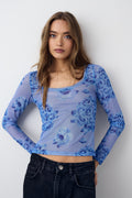 Noellas Kilea Top LS Tobi Blue Print. Køb Bluser hos www.noillafashion.com