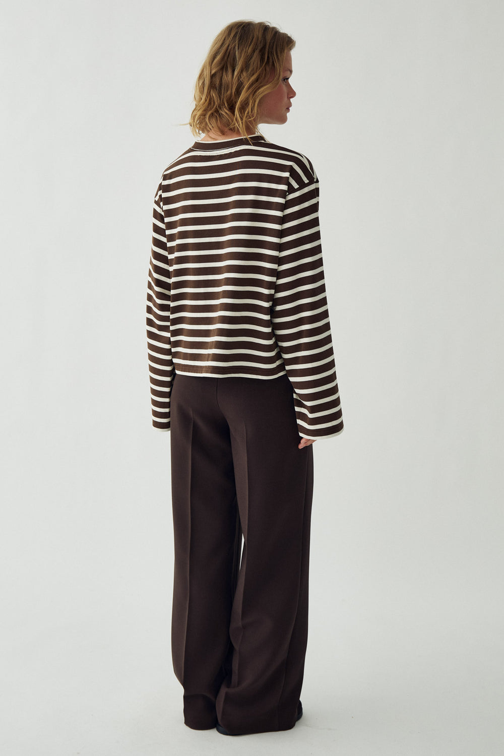N-Maple LS T-Shirt Eton Brown Ivory Stripe