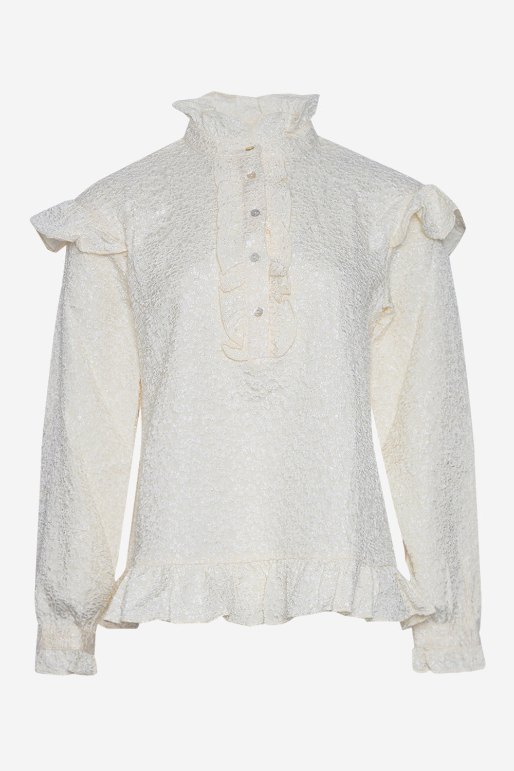 Noellas Reno Ruby Ruffle Blouse Cream. Køb Bluser hos www.noillafashion.com