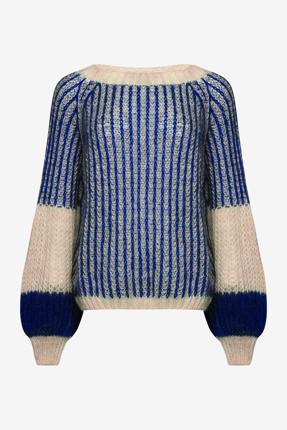 Noellas Liana Knit Sweater Cream/Cobalt Blue. Køb Striktrøjer hos www.noillafashion.com