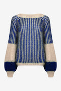 Noellas Liana Knit Sweater Cream/Cobalt Blue. Køb Striktrøjer hos www.noillafashion.com