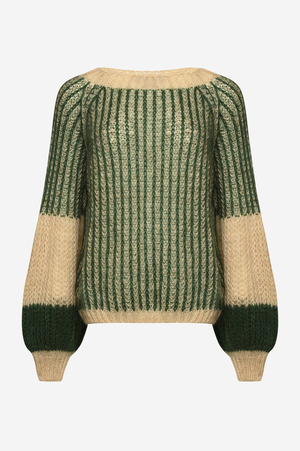 Noellas Liana Knit Sweater Beige/Bottle Green. Køb Striktrøjer hos www.noillafashion.com